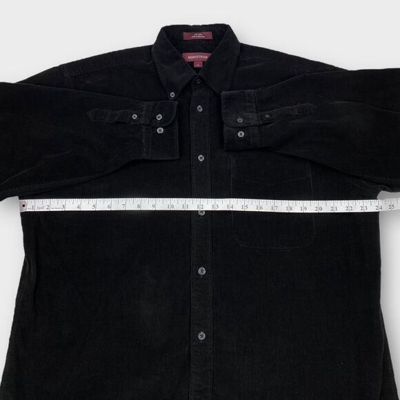 VTG Nordstrom Shirt Mens Medium Nautical Velour Corduroy Relaxed Black Sailing - Picture 12 of 14